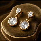 Golden Pear and Round Drop Earrings