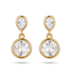 Golden Pear and Round Drop Earrings