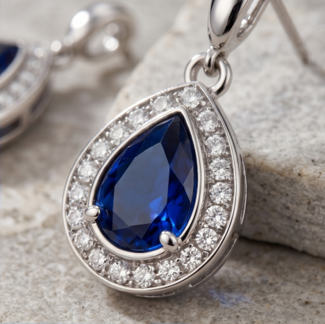 Midnight Sapphire Pear Drop Earrings