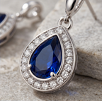 Midnight Sapphire Pear Drop Earrings