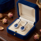 Midnight Sapphire Pear Drop Earrings