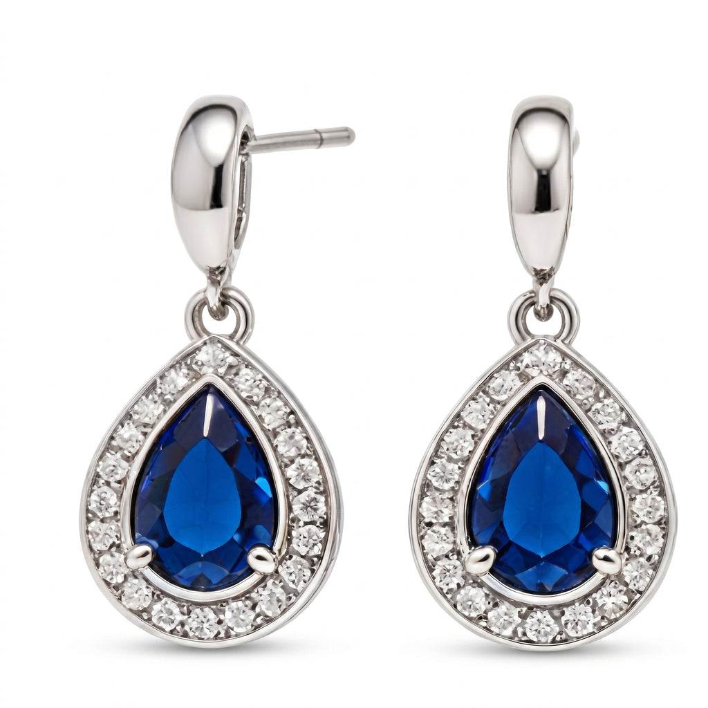 Midnight Sapphire Pear Drop Earrings