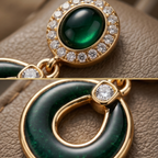 Emerald Enamel Open Circle Drop Earrings