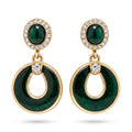 Emerald Enamel Open Circle Drop Earrings