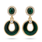 Emerald Enamel Open Circle Drop Earrings