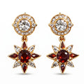 Garnet and Crystal Starburst Drop Earrings