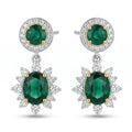 Emerald Halo Starburst Drop Earrings
