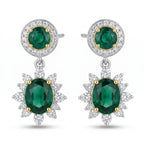 Emerald Halo Starburst Drop Earrings