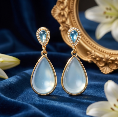 Aquamarine Teardrop Halo Earrings
