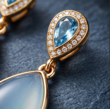 Aquamarine Teardrop Halo Earrings