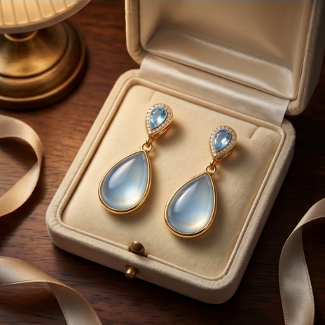Aquamarine Teardrop Halo Earrings