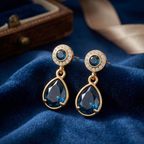 Midnight Blue Teardrop Halo Earrings