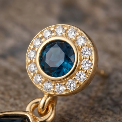 Midnight Blue Teardrop Halo Earrings