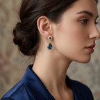 Midnight Blue Teardrop Halo Earrings