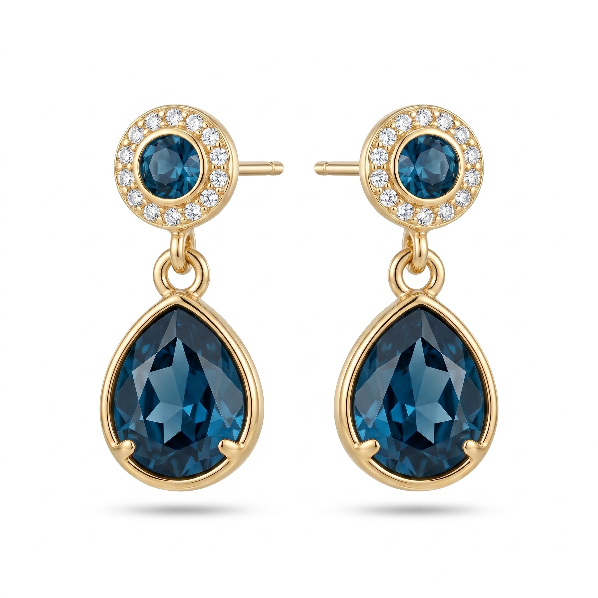 Midnight Blue Teardrop Halo Earrings