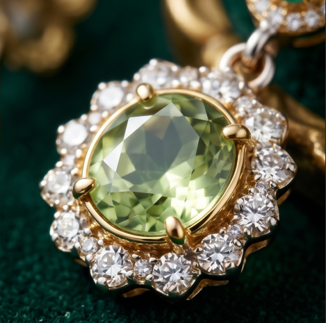 Emerald and Peridot Halo Drop Earrings