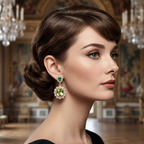 Emerald and Peridot Halo Drop Earrings