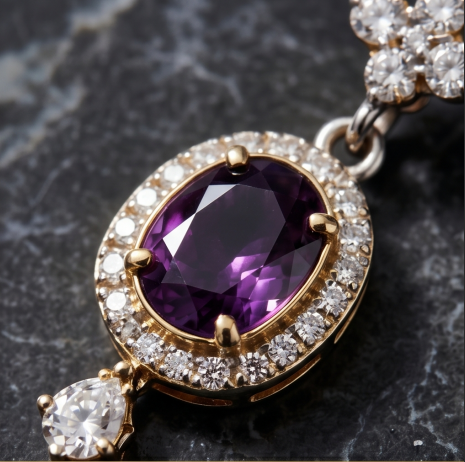 Amethyst and Crystal Floral Drop Earrings