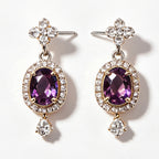 Amethyst and Crystal Floral Drop Earrings