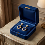 Sapphire Oval Halo Floral Earrings