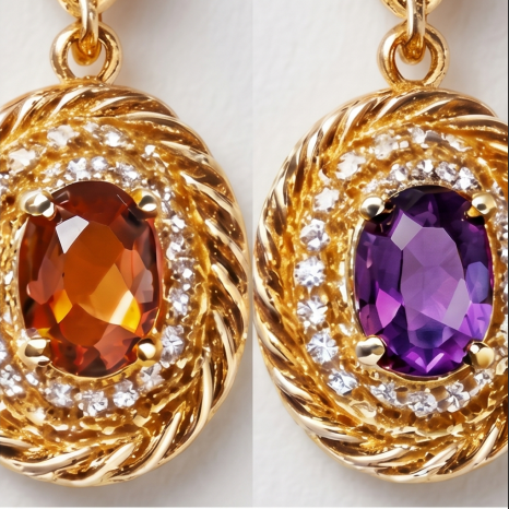 Asymmetrical Gemstone and Rope Texture Drop Earrings