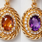 Asymmetrical Gemstone and Rope Texture Drop Earrings
