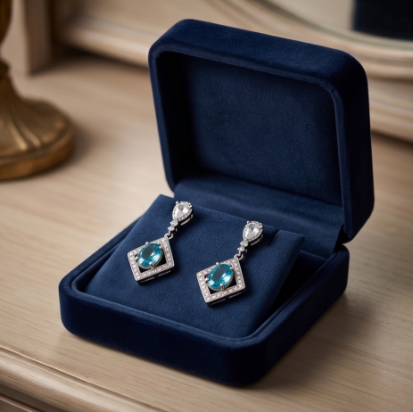 Azure Geometric Drop Earrings