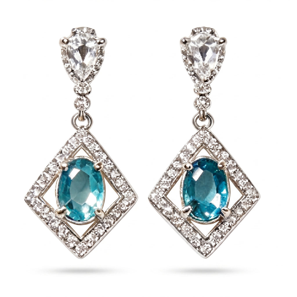 Azure Geometric Drop Earrings