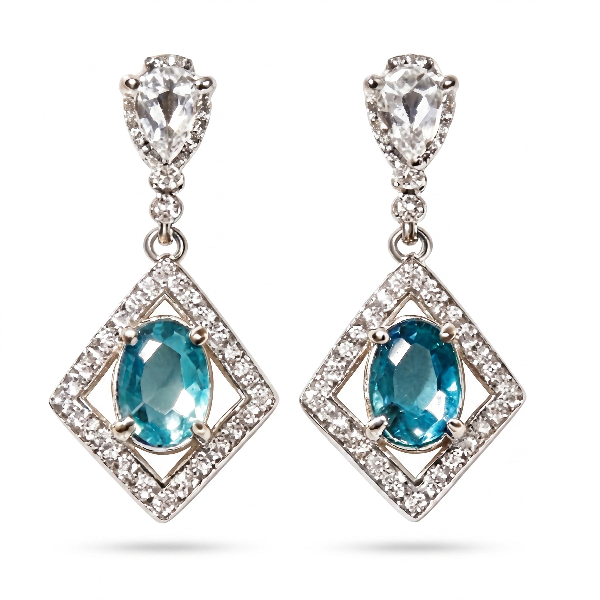 Azure Geometric Drop Earrings